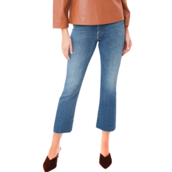 MOTHER The Hustler Ankle Fray Jeans Satisfaction Guaranteed Med Blue Wash Sz 26 - Picture 1 of 13